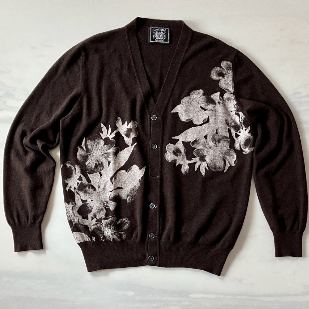 Libertine Black Floral Cashmere Cardigan L